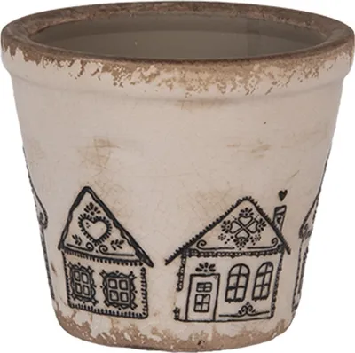 Produktbild von Clayre & Eef Blumentopf Ø 8x7 cm Beige Keramik Lebkuchenhaus