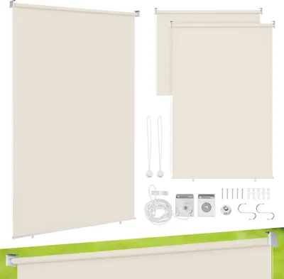 Produktbild von Faziango Senkrechtmarkise 180x140 cm Balkonrollo Beige UV Schutz Sonnenschutz Sichtschutz wasserdicht wetterfest Balkon Terrasse