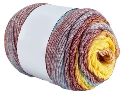 Immagine prodotto di Filato per uncinetto, sfumatura di colore, cotone/acrilico, 2 gomitoli da 100g, rosso-giallo, adatto ai principianti
