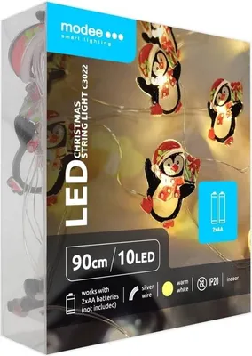 Immagine prodotto di Catena luminosa di Natale con pinguini - 1,2 metri - 10 LED - Funzionamento a batteria