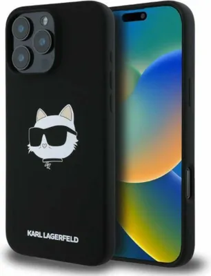 Image de KARL LAGERFELD étui pour IPHONE 16 Pro Max compatible avec MagSafe KLHMP16XSCHPPLK (Sil Choupette Head Print) black