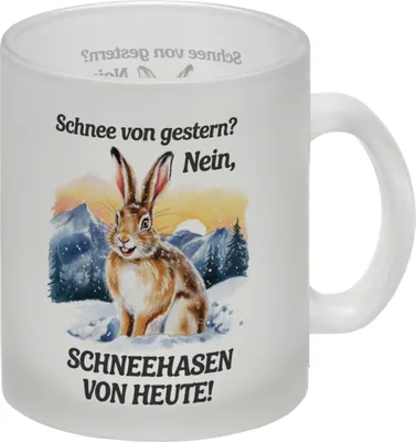 Produktbild von Fröhlicher Schneehase Glas Tasse