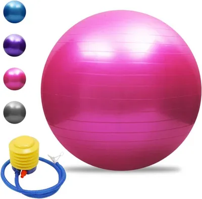 Productafbeelding van Anti-burst yogabal van PVC, 45 cm, blauw, met luchtpomp voor pilates en fitness
