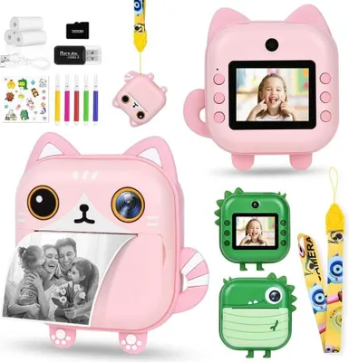 Produktbild von Sofortbildkamera 2,4'' Bildschirm für Kinder mit 32GB Karte & Zubehör Kinderkamera inkl. ZERO INK SOFORTDRUCK 12 MP Dual-Kamera für Kinder, 1080P HD Videokamera, Dual-Objektiv Digi