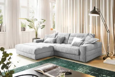 Produktbild von KAWOLA Sofa LANA Ecksofa Cord hellgrau Recamiere links