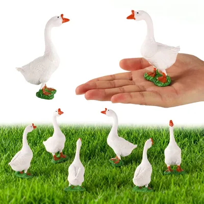Productafbeelding van Set van 8 mini bureau-gansfiguren voor decoratie