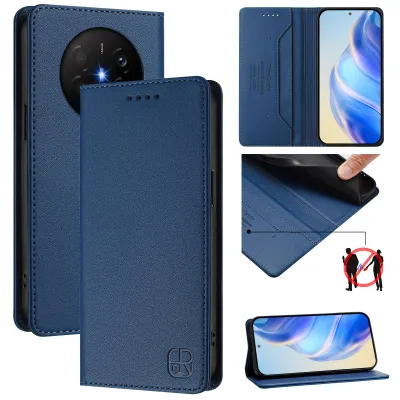 Produktbild von Lederhülle für Huawei Mate 70 air Hülle Flip Brieftasche Kartenfächern Ständer Schutzhülle Blau
