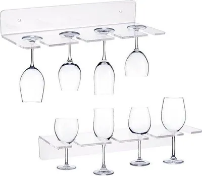 Produktbild von 2 Stück transparente Acryl-Weingläserhalter für Weinflaschen - Wein-Glas-Regal für Küche und Bar
