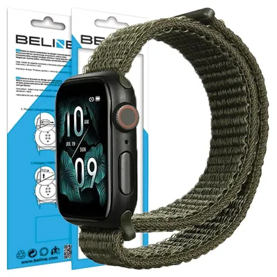 Imagen del producto de Correa para Apple Watch de nylon, color caqui, compatible con modelos de 38/40/41 mm