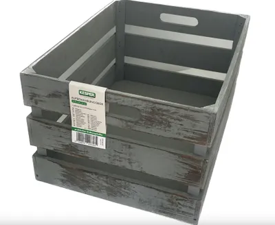 Produktbild von 2 x Kesper Aufbewahrungskiste grau Aufbewahrungsbox Weinkiste Holz Vintage Weinkiste, Weinbox
