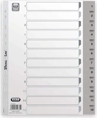 Produktbild von ELBA Kunststoff Register Zahlen A4 grau 12-teilig Ü.b.