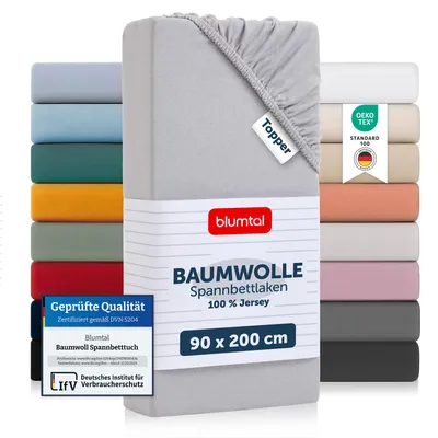 Produktbild von Blumtal 2er Set Spannbettlaken für Topper 90 bis 100x200x15 cm - 100% Baumwolle