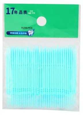Image de 100 pièces Sachet Double tête Nettoyage dentaire Cure-dents Soins bucco-dentaires Fil dentaire Pick (vert)