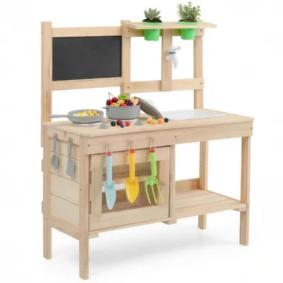 Image de Cuisine pour enfants ALIGHTUP, cuisine de jardin, cuisine d'extérieur avec évier et accessoires, ensemble de cuisine pour enfants