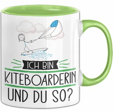Produktbild von Kiteboarderin Tasse Geschenk Ich Bin Kiteboarderin Und Du So Geschenkidee Lustiger Spruch Becher (Grün)