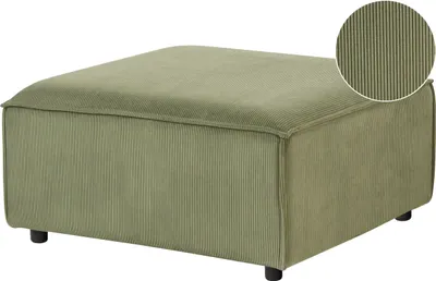 Produktbild von BELIANI Ottomane Grün Cord Quadratisch Sofamodul mit Niedrigen Beinen Wohnzimmermöbel Modern Skandi Fußhocker Wohnzimmer Ausstattung Sitzmöbel