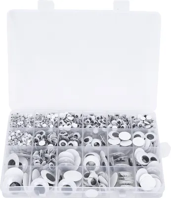 Produktbild von 1 Box selbstklebende DIY-Spielzeug bewegliche Augen schwarz-weiße Plastikpuppen 4-25 mm