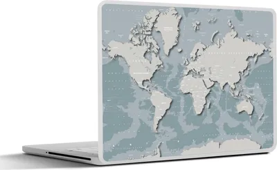 Produktbild von MuchoWow® Laptop Aufkleber Sticker Cover Weltkarte - Blau - Grau - Kinder - Mädchen 32.5x23.5 cm - Sticker für Laptop - Selbstklebend
