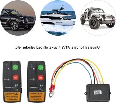 Obrázek produktu pro Bezdrátové dálkové ovládání pro naviják s dosahem 75ft, 12V/24V, univerzální pro automobily, ATV a nákladní automobily