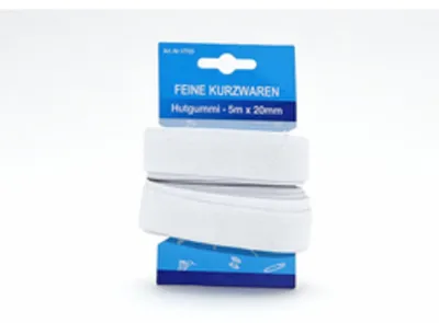 Obrázok produktu pre Gumová šnúra, 5 m x 2 cm, biela, na karte