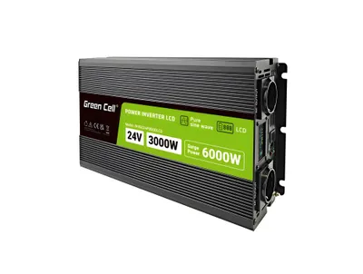 Produktbild von Green Cell Przetwornica napicia PowerInverter LCD 24 V 3000W/60000W Przetwornica samochodowa z wywietlaczem - czysty sinus, Auto-Wechselrichter, Auto, 24 V, 3000 W, 230 V, DC-to-AC