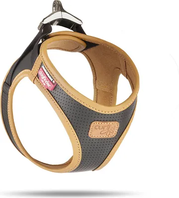 Image de CURLI Harnais pour chiens en cuir de pomme Noir XS, 3-5 kg