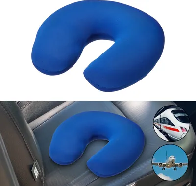 Produktbild von Nackenkissen PES Elasthan Mikroperl-Füllung 28x25x10cm blau Nackenhörnchen Nackenstütze Rückenkissen