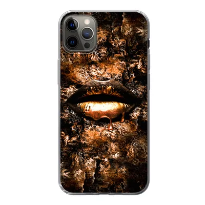 Produktbild von MuchoWow® Handyhülle Schutzhülle Hülle für iPhone 12 Pro Max Frau - Lippen - Kupfer Silikon Softcase Handy Hülle - Hartschale