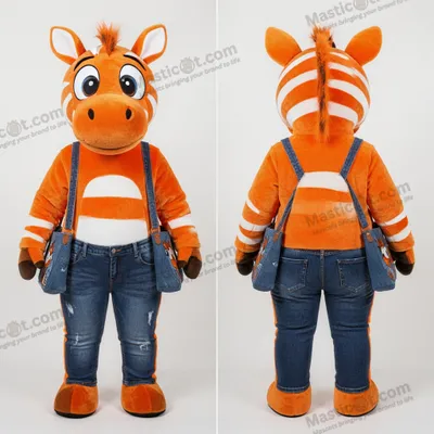 Produktbild von Lebendiger MASTICOT orange gestreifter Zebra-Maskottchen-Anzug