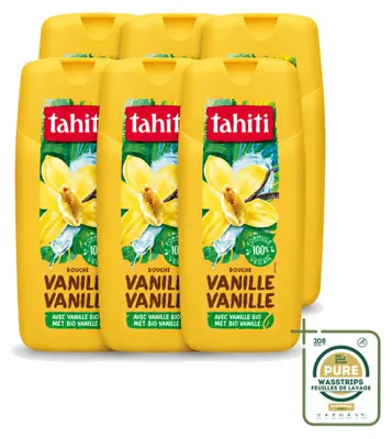 Imagen del producto de 6 unidades de gel de ducha Tahiti, aroma a vainilla, 300 ml cada uno. Paquete ahorro