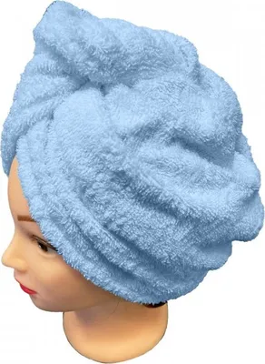 Produktbild von Schnelltrocknender Frottee-Haarturban, hellblau, 100% Baumwolle