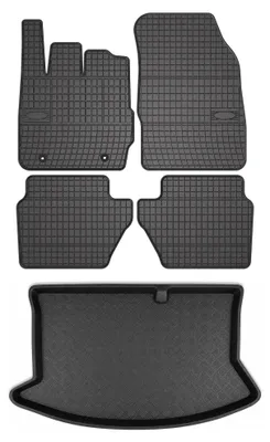 Produktbild von Gummimatten + Kofferraumwanne für Ford Fiesta MK7 2008-2011 (Standard-Kofferraum) – Schwarz, passgenau – Wielganizator SolidPRO