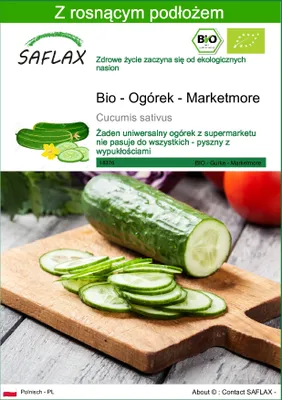 Zdjęcie produktu dla SAFLAX - Bio - Ogórek - Marketmore - 20 Nasiona - Z podłożem uprawowym wolnym od zarazków - Cucumis sativus