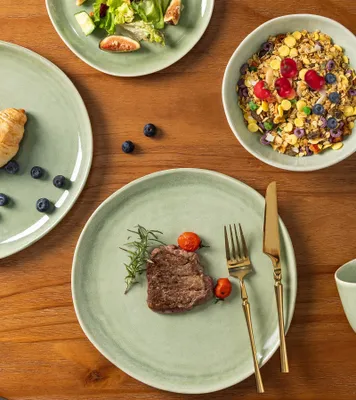 18-teiliges Steingut-Dinnerset für 6 Personen, ruhiges Grün