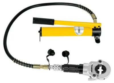 Produktbild von Hydraulische Rohrpresszange - Handliches Crimpwerkzeug 6 t - Für Kupferrohre V12-28mm TH16-32mm - Manuelles Rohrwerkzeug - Gelb