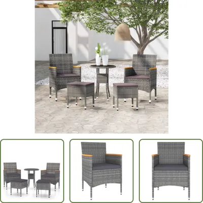 Obrázek produktu pro The Living Store 5 tlg. Garten-Lounge-Set Poly Rattan Grau