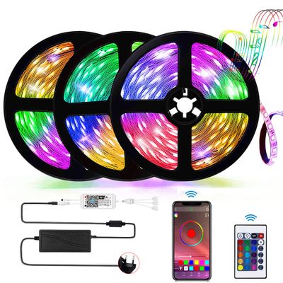 Smart Wifi 15m/49.2 ft LED Streifen App Kontrolliert Musik Sync RGB Farbwechsel Wasserdicht Lichtleiste