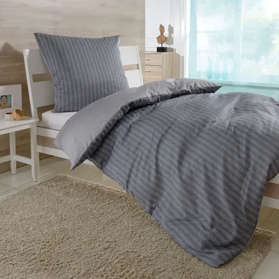Produktbild von Bettwaren-Shop Satin Bettwäsche Eternity Combo schiefer 200x200 cm + 2x 80x80 cm