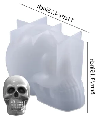 Produktbild von 3D Große Totenkopf Silikonform - Gießform für Kerzen, Epoxidharz und Fondant - Halloween Schädel, Skelett Deko, Handwerk und Ornamente