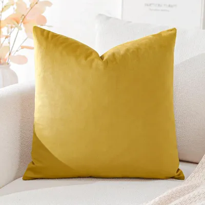Produktbild von Samtkissenbezug, Dekokissen, Sofakissen, Lendenkissen, dekorativer Kissenbezug, Sofa, Schlafzimmer, 60 x 60 cm, Gold