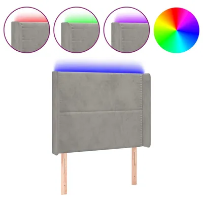 Produktbild von vidaXL LED Kopfteil Hellgrau 103x16x118/128 cm Samt