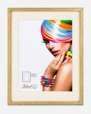 Produktbild von 3D Objektrahmen Bilderrahmen mit Passepartout & gehärtetem Glas Holz MDF Rahmen Foto Poster - Farbe: Gold-Antik | Format: 40x50