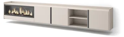 Immagine prodotto di Mobili TV effetto legno beige 315x35x50cm camino effetto fuoco XXL