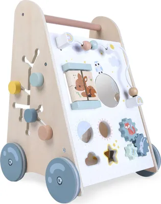 Zdjęcie produktu dla Drewniany chodzik edukacyjny z ruchomymi elementami, ECOTOYS