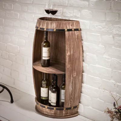 Obrázek produktu pro riess-ambiente Elegantní police BODEGA 79cm přírodní borovice polovina sudu na víno Shabby Chic stojan na víno skříňka na víno barový regál barová skříňka