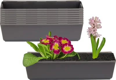 Produktbild von BigDean 8er Set Paletten Blumenkästen - Einsatz - mit Hängesystem zum Einhängen-37cm anthrazit - Pflanzkasten für Europalette Balkonkasten Blumentopf