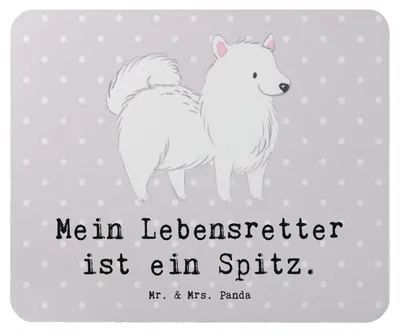 Produktbild von Mr. & Mrs. Panda Mousepad Spitz Lebensretter - Grau Pastell - Geschenk, mousematte, Mauspad, pc, Mouse Pad