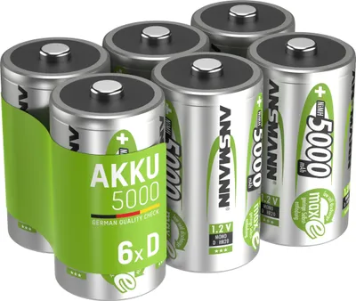 Produktbild von ANSMANN Akku D 5000mAh Mono NiMH 1,2V – 1000x wiederaufladbar (6 Stück)