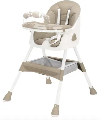 Image de Chaise haute de table - Pliable - Réglable - Avec arceau de jeu - Kaki/Beige