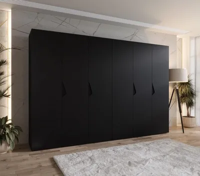 Obrázek produktu pro Elegantní šatní skříň 300 cm AMARIS 1 - černá / černé úchyty
